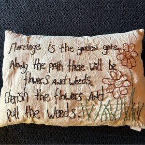 Embroidered Accent MARRIAGE Pillow